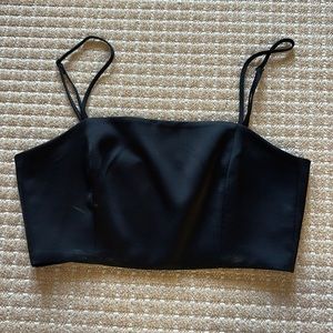 zara satin cropped top